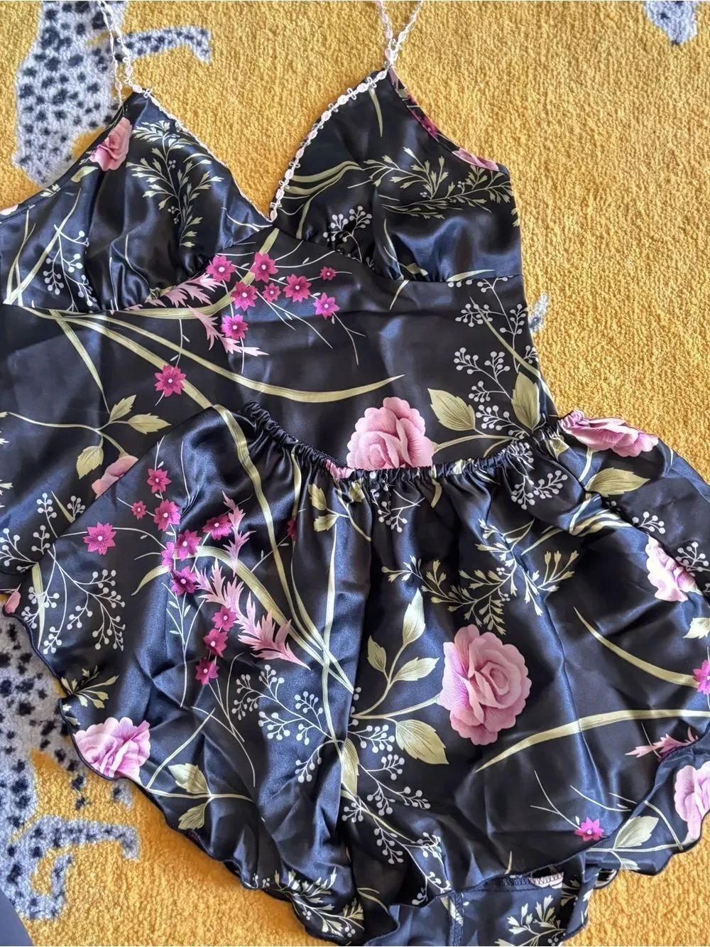 Vintage Colesce Couture Lingerie 2 Piece floral Set Sz M